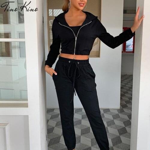 Women Loungewear 3 Piece Set Hooded Jacket Slim Vest Drawstring Pencil Sweatpants Solid Suit 2021 Casual Streetwear Womens Sets