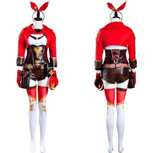 Genshin Impact Amber Cosplay Costume Jumpsuit Outfits Halloween Carnival Suit