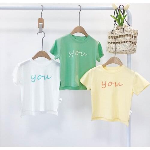 Baby Boys and Girls Cotton T Shirt 2020 Summer New Childrens Short Sleeve Letter Print Tee Shirts Kids Casual Fashion T Shirt
