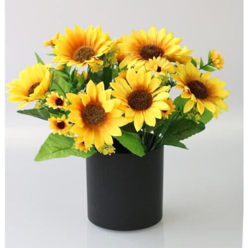 Artificial Sunflower Potted Green Plants Flower Potted Decorations for Home Bathroom Kitchen Rustic Table Centerpiece Decor