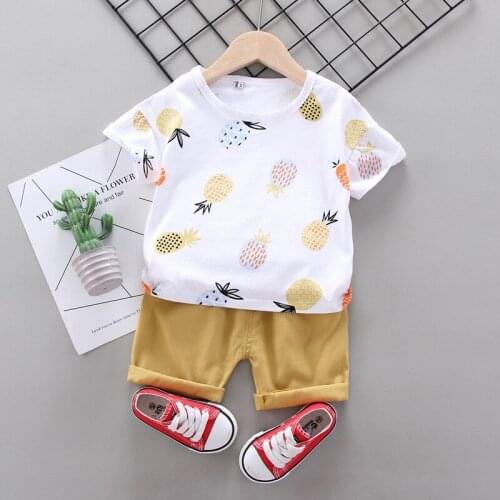Baby Kids Clothes Sets Summer Fashion Style Children Boys Clothing Sets Pineapple Gentleman Shirt Tops Shorts 2pcs