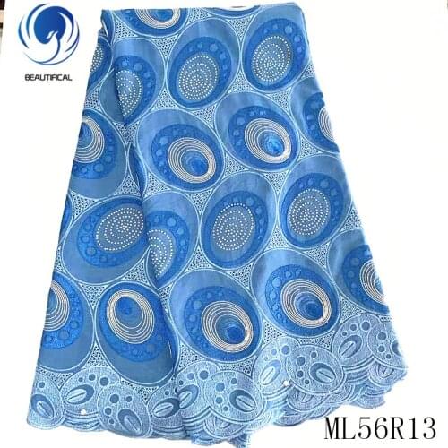 BEAUTIFICAL Nigerian lace fabrics 2019 Latest style voile african lace fabric 5yards dry cotton lace fabric for dress ML56R13