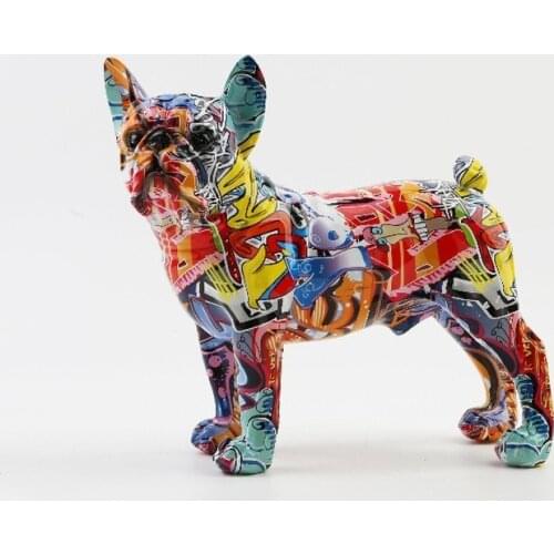 Creative European-style simple round ear method fighting colored resin crafts home living room bedroom animal dog ornaments