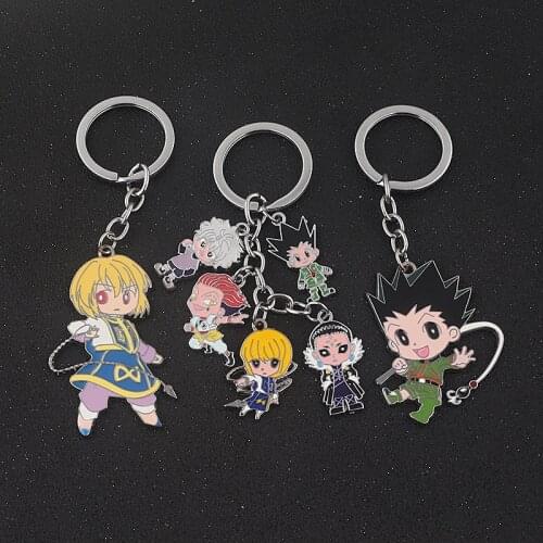 Anime Hunter x Hunter Metal Keychains Gon Killua Zoldyck Kurapika Leorio Hisoka Figures Keyring For Fans Keyring Key Holder Gift