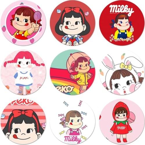 Cute Peko Milky boy & girl Lollipops Icons Pins Badge Decoration Brooches Metal Badges For Clothes Backpack Decoration