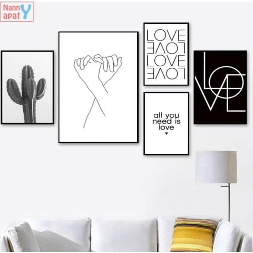 Minimalist LOVE Canvas Print Decorative Painting Black and White Wall Art Quotes Poster Bedroom Wall Pictures for Living Room