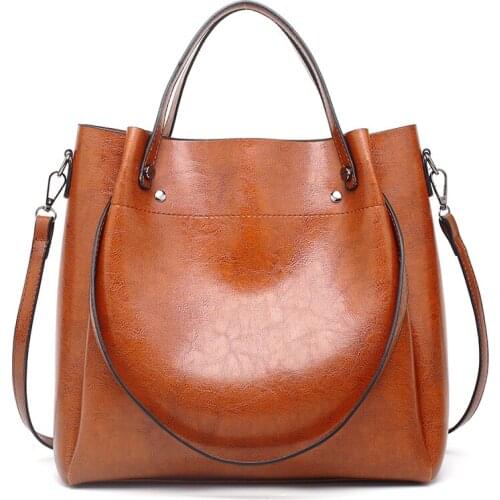 CHALLEN fashion oil wax skin tote bag female 2019 new spring on the tide casual versatile handbag shoulder diagonal package