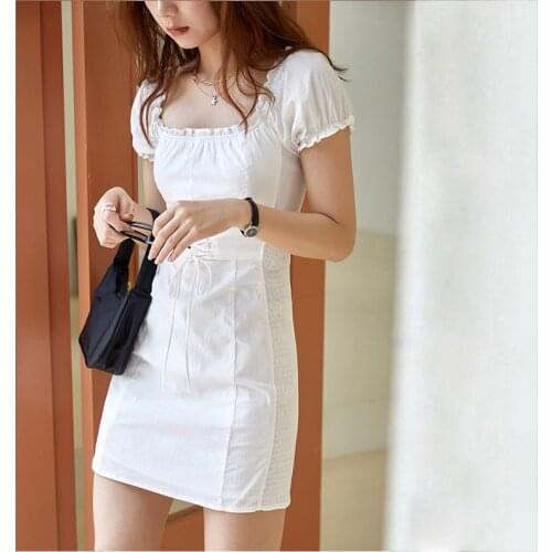 Vogue Elegant Bow White Female Mini Dress Summer Party Birthday Festival Cute Sexy French Romantic Silk Dress Girl Fad Summer