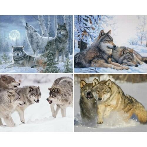 Canvas Size 5D Diy Diamond Painting Cross Stitch Kit Diamond Mosaic Embroidery " Wolf " Painting Square/Round Drill Gift