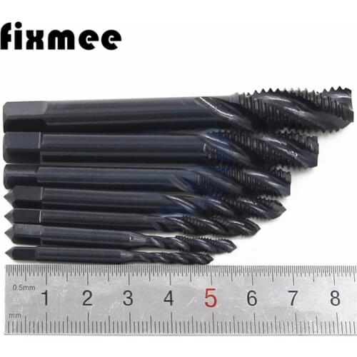 7PCS M3-M12 HSS Nitriding Coated Metric Spiral Flute Taps Machine & Manual Screw Thread Tap Set for Metal Wood Plastic Tapping