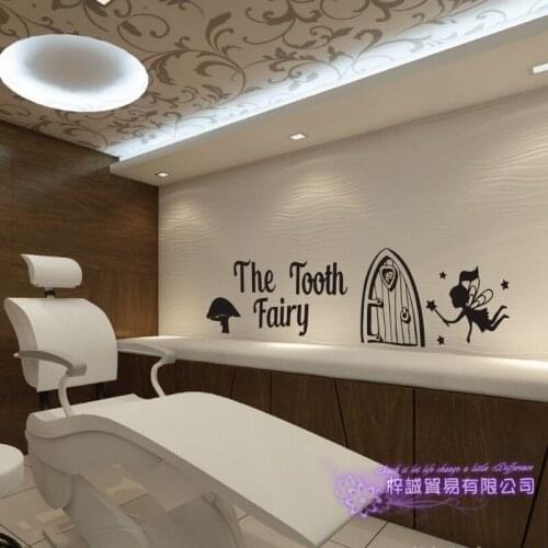 The Tooth Fairy Brushing Teeth Sticker Dental Clinic Dentistry Decal Bathroom Poster Vinyl Decals Pegatina Decor Mural