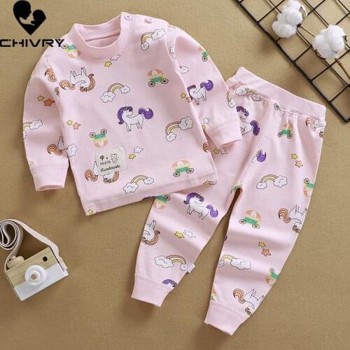 New 2020 Kids Boys Girls Pajama Sets Cartoon Long Sleeve O-Neck T-Shirt Tops with Pants Toddler Baby Autumn Sleeping Clothes Set