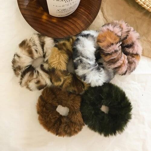2020 New Winter Plush Scrunchies Women Girl Imitation Mink Elastic Hair Rubber Bands Accessories Tie Hair Ring Holder Headdress