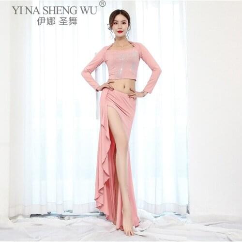 New Women Sexy Fashion Style Bellydance Oriental Costume Top Skirts Practice Thin Clothes Professional Belly Dance Top Skirt Set