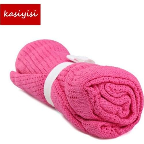 Newborn Baby Blankets Super Soft Cotton Crochet Summer Candy Color Prop Crib Casual Sleeping Bed Supplies Hole Wrap