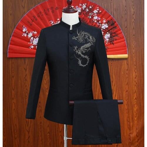 Stand collar clothes men suits designs masculino homme terno stage costumes for singers jacket men sequins blazer dance black