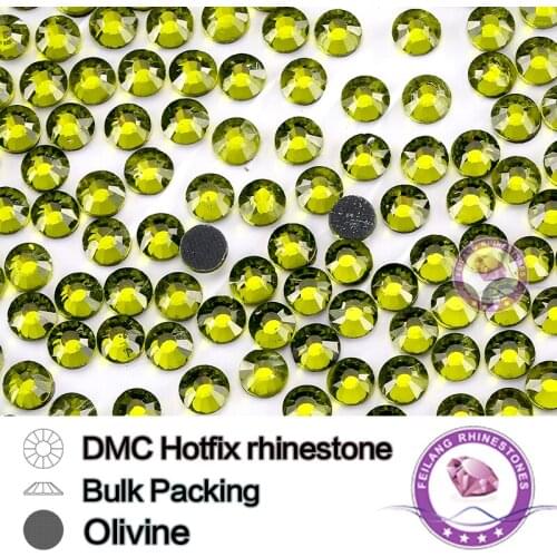Olivine DMC HotFix Rhinestone Bulking Packing SS6 SS10 SS16 SS20 SS30 Strass For Garments Bags And Shoes
