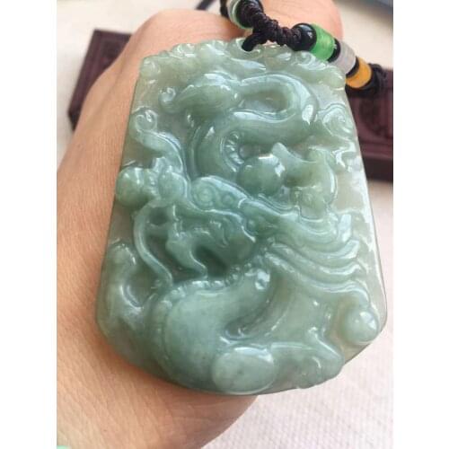 Natural Myanmar jade hand-carved dragon green jade pendant necklace pendants jadeite jade jewelry jade necklace for women men