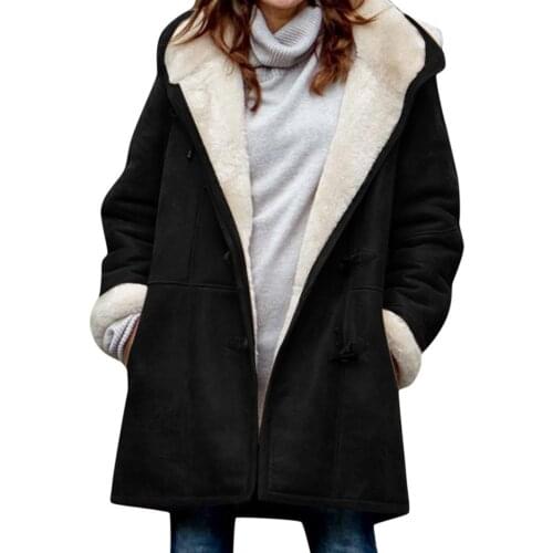 Newly Womens Winter Warm Coats Lightweight Hooded Thicken Long Jackets with Horn Button