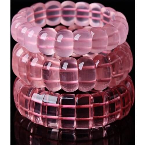 PINK Rose Quartz oblong bracelet 15*20MM 17cm wholesale for xmas gift SWEET GIRL