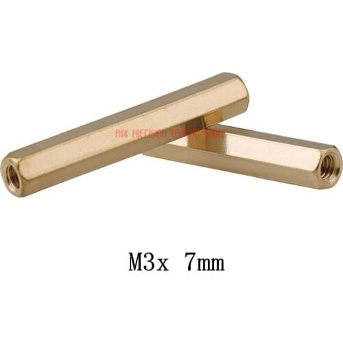 Parafuso Tornillos Para Madera Wood Screws 50pcs/lot M3x 7mm Female Thread Brass Standoff Spacer Spacing Screws Hex Threaded