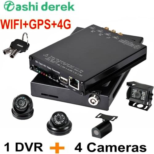 Wifi GPS 4G Vehicle Car Mobile DVR Kit Monitoring System Bus Truck Security Video Recorder 4ch AHD 1080P Cameras DVR Driving Set