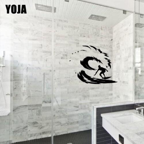 YOJA 22x27.4CM Stylish Bathroom Glass Surf Decals Home Wall Stickers G2-0303