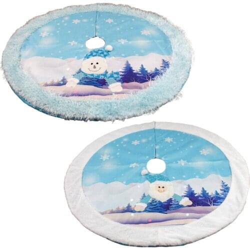 Christmas Tree Skirts with LED Light Snowflake Apron Carpet Decorations for Xmas Holiday Home Party Supply