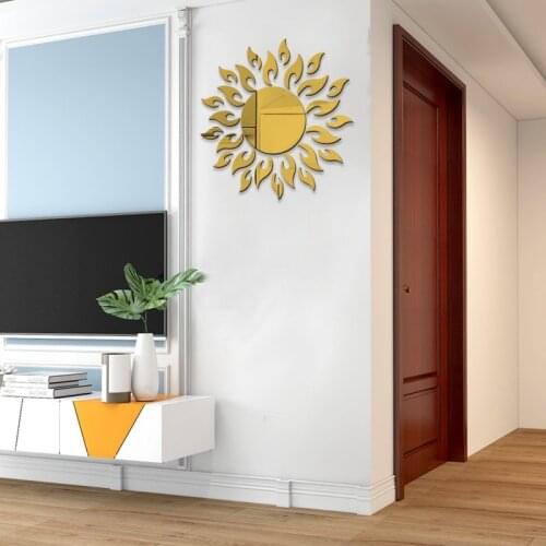 DIY Sun Mirror Wall Sticker 3D TV Background Stickers Wall Decor Decal Stickers Art Mural bedroom Bath Room Decoration mirror