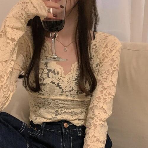 Womens T-shirts Tops Japanese Kawaii Ulzzang Casual Loose Ins Retro Lace T-shirt Female Korean Harajuku Clothes For Women