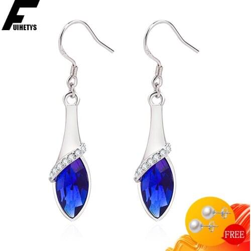 BaliJelry Fashion Earrings Silver 925 Jewelry Accessories for Women Wedding Engagement Water Drop Sapphire Gemstone Drop Earring