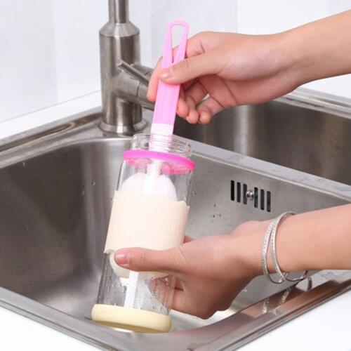 1pcs Long Handle Soft Sponge Brush Stain Removal Water Bottle Glass Cup Washing Cleaner Tools Cleaning Brushes Home Accessories