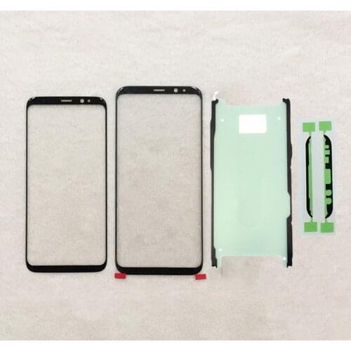 10PCS/lot For Samsung Galaxy S8 G950 G955 S9 G960 G965 Plus Front Glass Touch Screen Lens Cover LCD Outer Panel + Adhesive