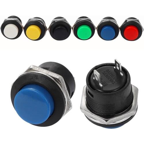 2 / 5PCS / LOT Red Color Momentary Push Button Switch OFF-ON Reset Switch 16MM 3A 250V AC Non Locking Switches Round Button