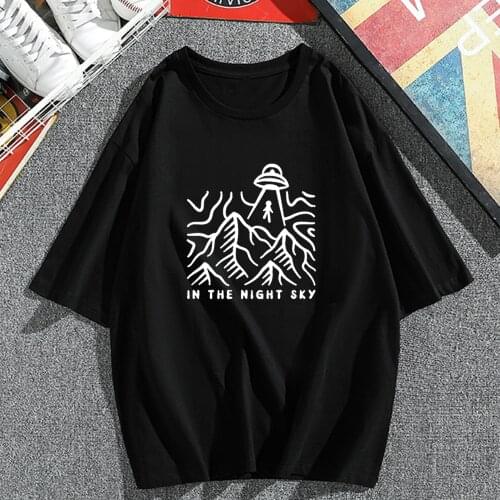 2020 Summer Womens T Shirt Girls Harajuku Mountain Print Top Short Sleeve Round Neck Tee Couples Lovers Cotton T Shirt Funny