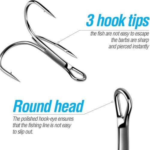 50pcs/ Set Super Sharp Carp Triple Hooks Sea Tackle Accessories Fishhooks Fish Treble Fishing Hooks Black Nicle Barbed Fishhooks