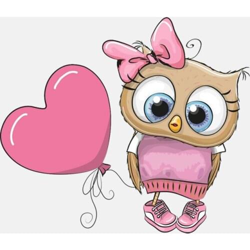 Volkrays Cartoon Car Sticker Lovely Owl Girl Heart Balloon Accessories Waterproof and Sunscreen PVC,13cm*11cm