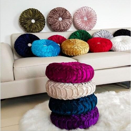 Velvet Pleated Round Pumpkin Throw Pillow for Couch Floor, Cushion Pillow Decorative for Home Sofa Chair Bed Car