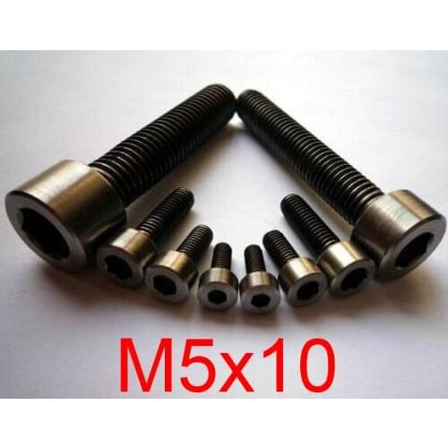 Free Shipping 100pcs M5x10 M5 Thread Diameter 10mm Length Titanium Ti Screw Bolt Allen hex Socket Cap head