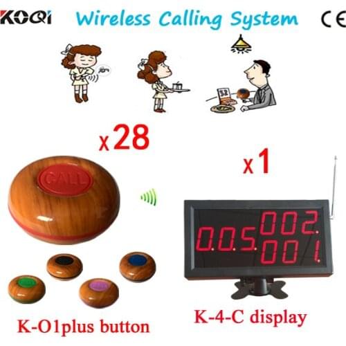 KOQI Wireless Calling System for Coffee Shop Restaurant,1 Display Receiver,28 Button Transmitter Free Ship