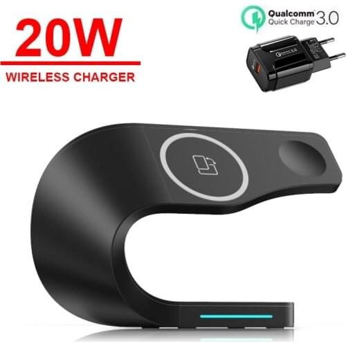 20W Fast Charging Stand 4 In 1 Magnetic Wireless Charger Station For Magsafe IPhone 12 Pro Max Airpods Pro Apple Watch 6 5 4 3 2
