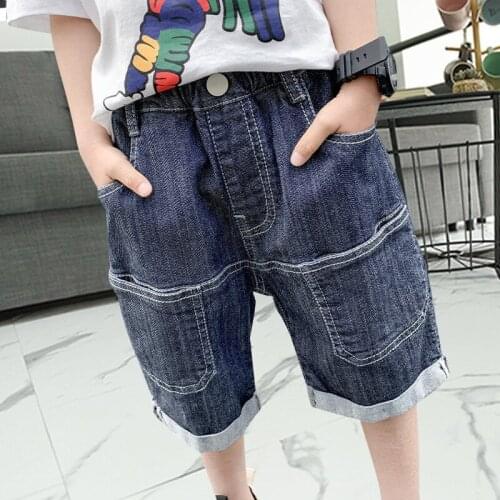 2020 Summer Boys Shorts Elastic Waist Jeans Short Trousers Kids 4-13 Boys Clothes Denim Knee Length Pants Children Sports Shorts