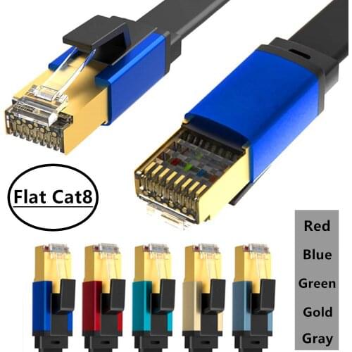 ERE Cat 8 Ethernet Cable , 40Gbps High Speed 26AWG, 2000Mhz SFTP Patch Cord with Gold Plated RJ45 Connector cable