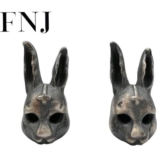 FNJ Vintage Rabbit Earrings 925 Silver Original Pure S925 Sterling Silver Stud Earring Women Jewelry Black Animal