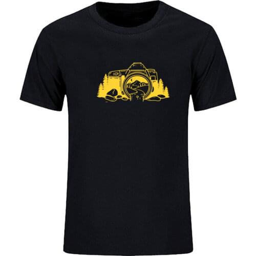 Summer casual print record river landscape with camera jungle forest funny Short sleeve T-shirt Mens T-shirt