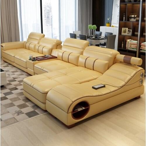 Head modern simple living room large and small family furniture intelligent massage Leather sofa