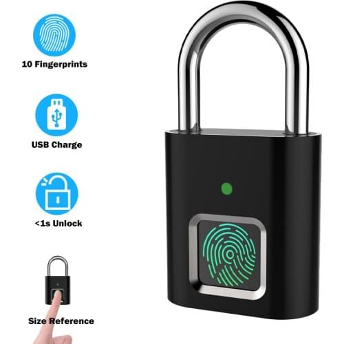 HISMAHO Fingerprint Lock USB Rechargeable Waterproof Smart Thumbprint Padlock Anti-theft Electric Mini Lock For Luggage Case