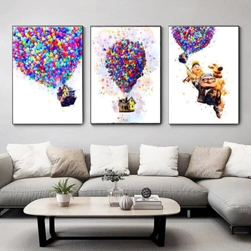 Disney Pixar Up Canvas Painting Abstract Balloon Prints and Posters Wall Art for Living Room Decor Pictures Home Decoration Gift