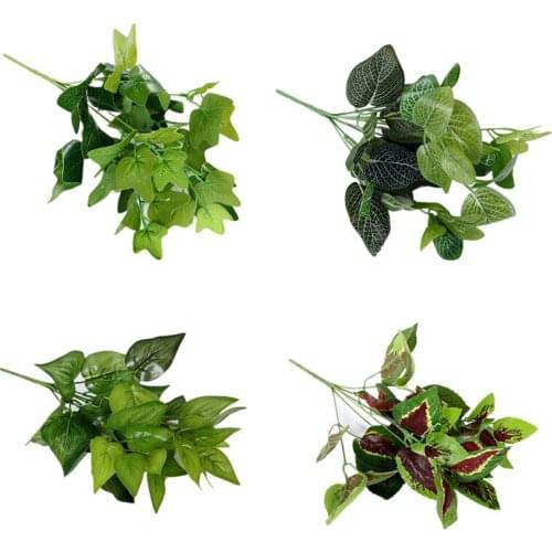 1 Bundle Artificial Green Plants Creative Decorative Leaf Branch Plastic Fake Flower Wedding Shooting Prop Home Decoration