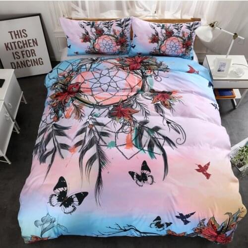 Fanaijia rainbow dream catcher Bedding Set King size Bohemian Print Duvet Cover set with pillowcase 3pcs AU Queen Bedbedline